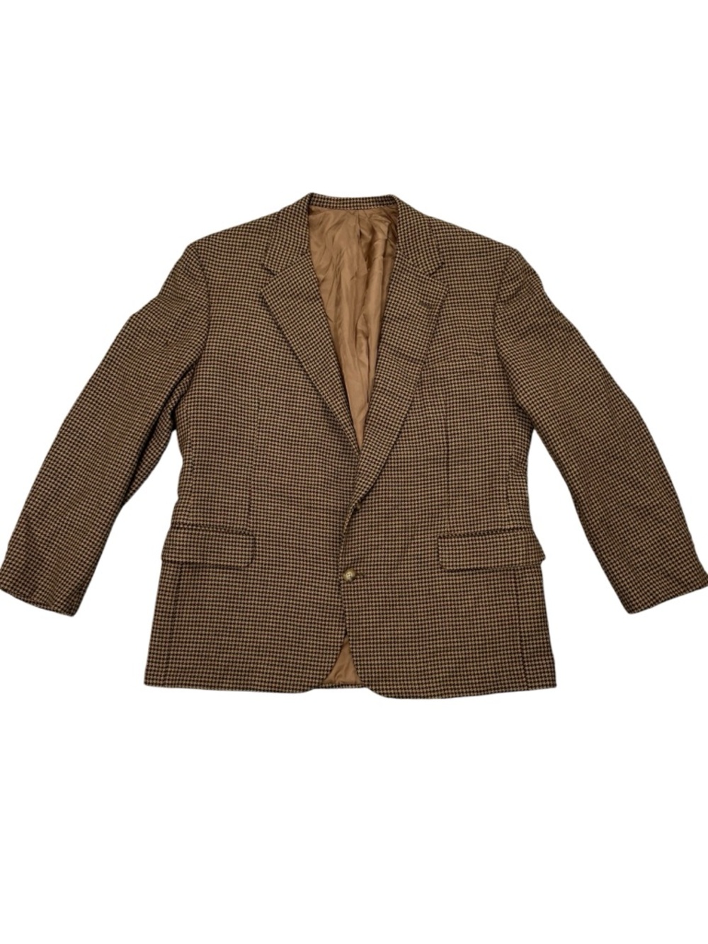 J.Crew Men’s Vintage Houndstooth Blazer Brown Wool Prep Sport Jacket XL